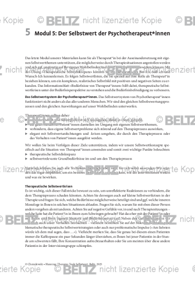 Selbstwert: Einleitung Modul 5 – Der Selbstwert der Psychotherapeut*innen