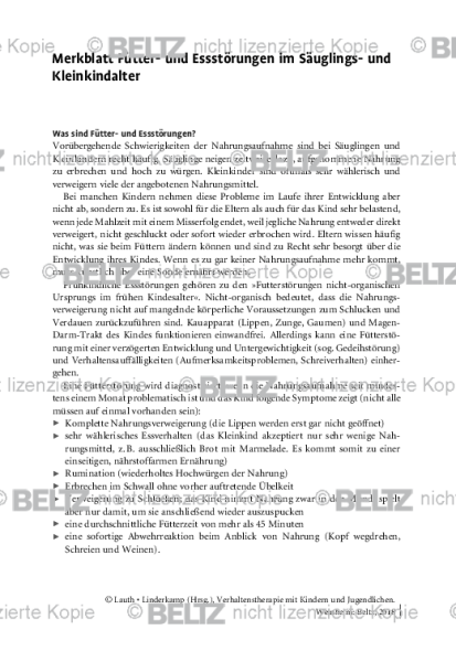 VT Mit Kindern: Merkblatt Fütter-/Essstörungen Im Säuglings ...