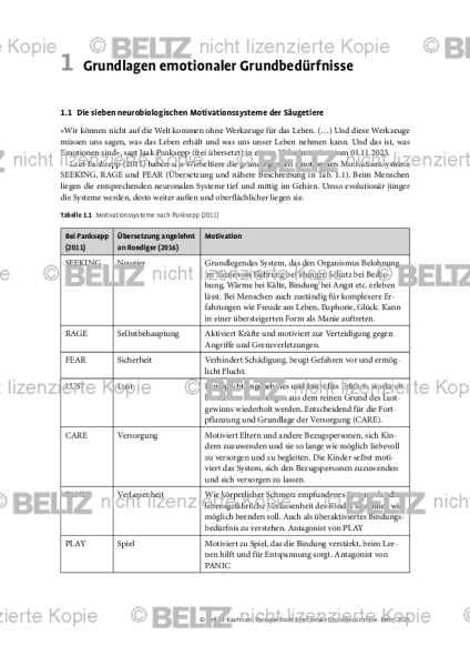 Grundlagen emotionaler Grundbedürfnisse