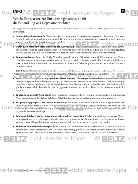 Welche Fertigkeiten zur Emotionsregulation sind für die Behandlung von Depression wichtig?