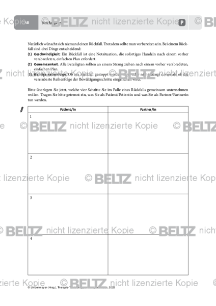 Gruppentherapie: Notfallplan (Partnerschaft)