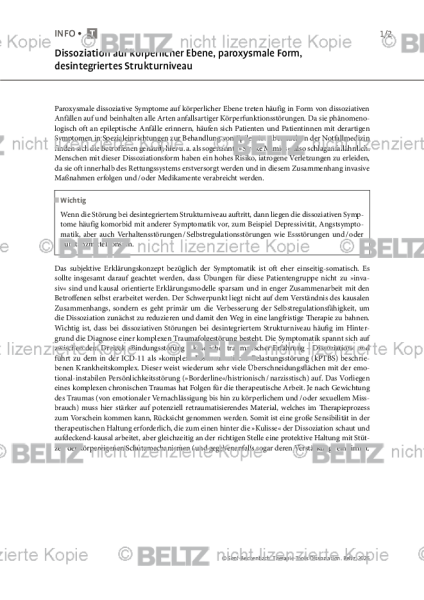 Dissoziation auf körperlicher Ebene, paroxysmale Form, desintegriertes Strukturniveau