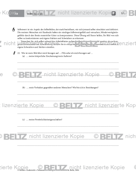 Kaufsucht: Selbstkonzept