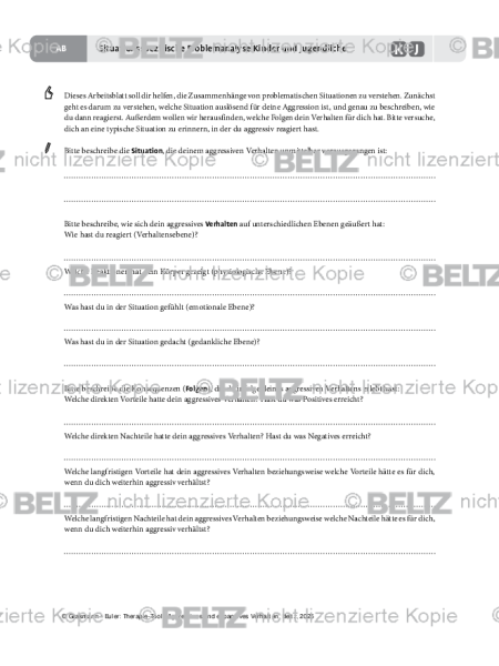 Aggression: Situationsspezifische Problemanalyse Kinder und Jugendliche