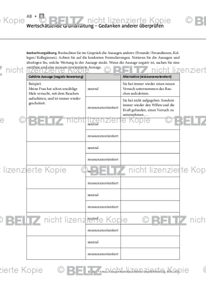 Motivierende Gesprächsführung: Wertschätzende Grundhaltung – Gedanken anderer überprüfen