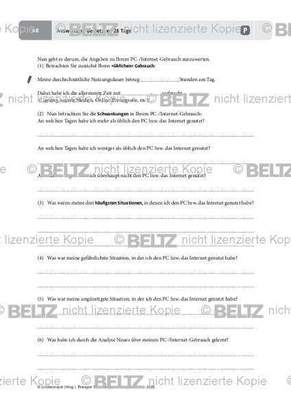 Gruppentherapie: Auswertung der letzten 28 Tage