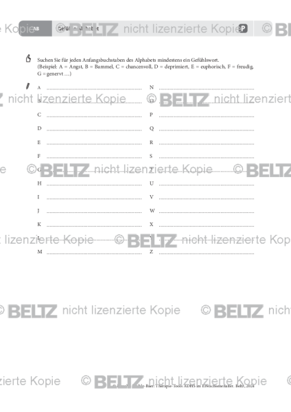 ADHS im Erwachsenenalter: Gefühle-Alphabet