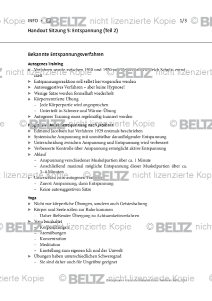 Suchtkranke Eltern: Handout Sitzung 5: Entspannung (Teil 2)