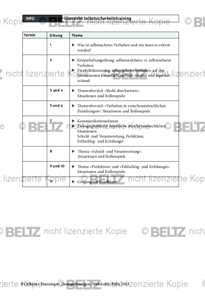 Zwangsstörungen: Übersicht Selbstsicherheitstraining