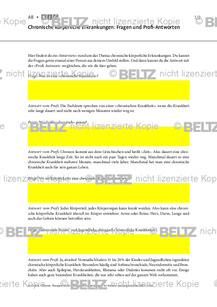 Chronische Erkrankungen: Chronische körperliche Erkrankungen: Fragen und Profi-Antworten