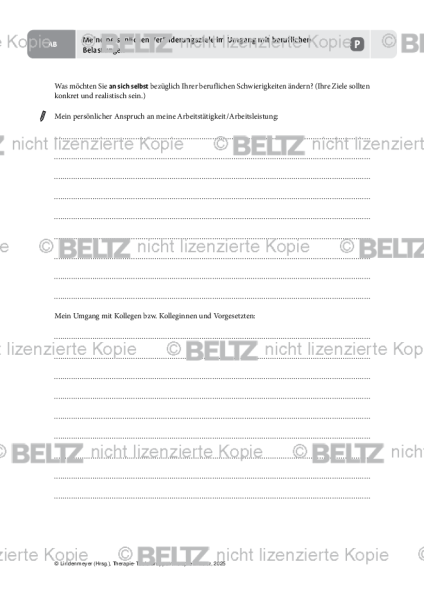 Gruppentherapie: Meine Veränderungsziele im Umgang mit beruflichen Belastungen