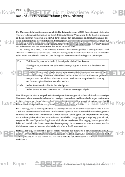 MBCT: Dos und Don’ts: Selbstoffenbarung der Kursleitung