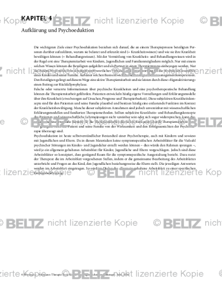 Kinder- und Jugendlichenpsychotherapie: Einleitung Aufklärung und Psychoedukation