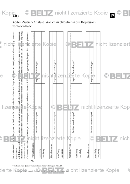 Bipolare Störungen: Kosten-Nutzen-Analyse: Wie ich mich bisher in der Depression verhalten habe
