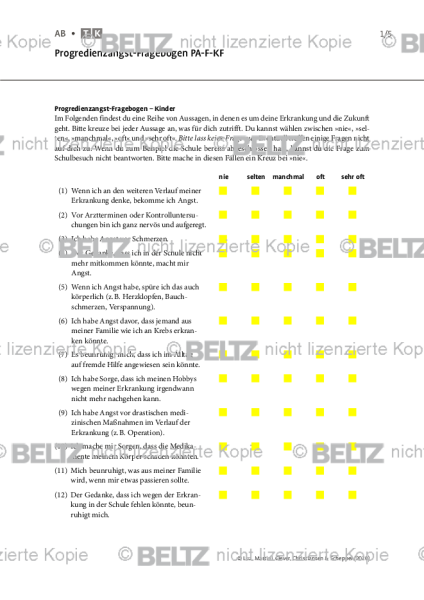 Progredienzangst: Progredienzangst-Fragebogen PA-F-KF