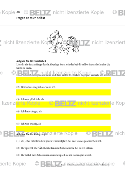 Sozialtraining: Fragen an mich selbst