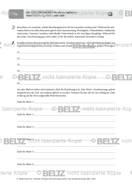 Störungsmodelle: Das Modell der doppelten Handlungsregulation: meine Beziehungsmotive und -ziele