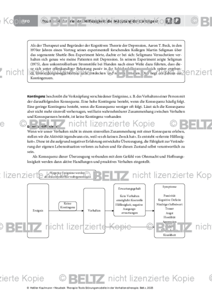 Störungsmodelle: Das Modell der erlernten Hilflosigkeit: die Bedeutung der Kontingenz