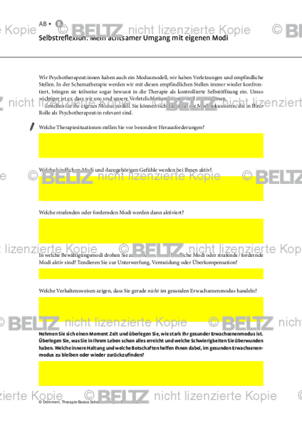 Schematherapie: Selbstreflexion: Mein achtsamer Umgang mit eigenen Modi