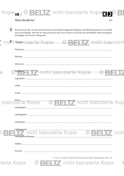Depression: Mein Steckbrief