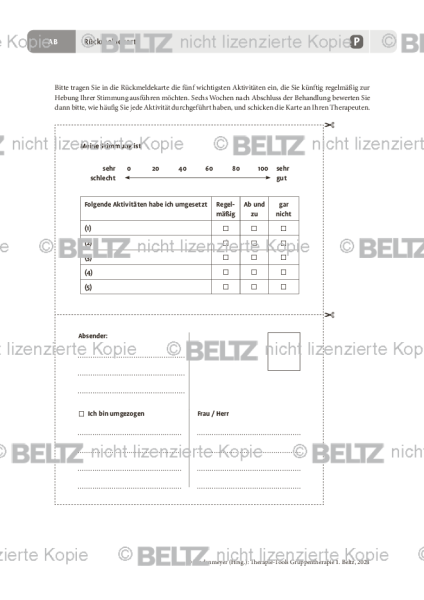 Gruppentherapie: Rückmeldekarte