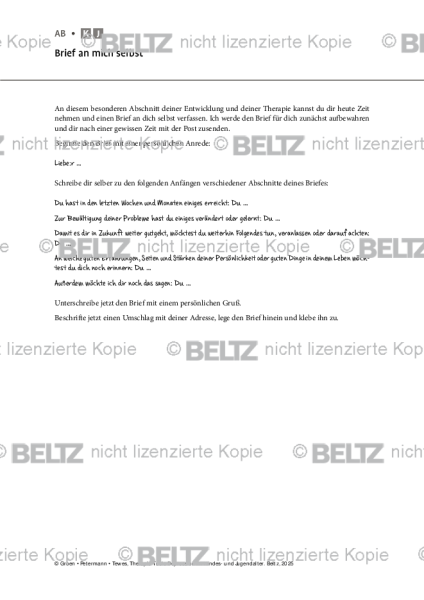Depression: Brief an mich selbst