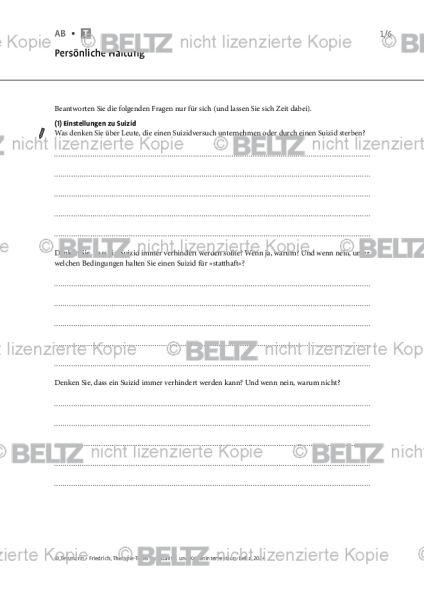 Suizidalität: Persönliche Haltung