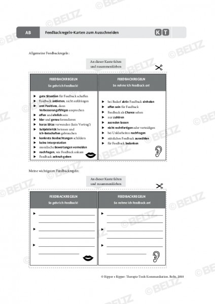 Feedback-Kommunikation: Feedbackregeln-Karten Zum Ausschneiden ...