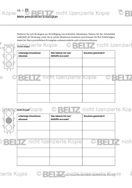 Motivierende Gesprächsführung: Mein persönlicher Krisenplan