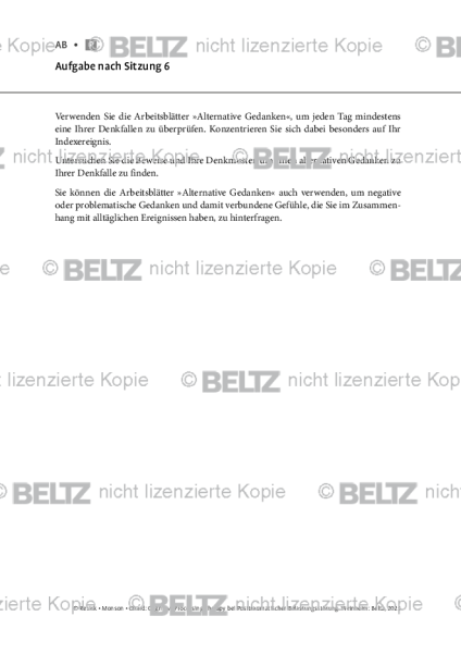 CPT bei PTBS: Aufgabe nach Sitzung 6