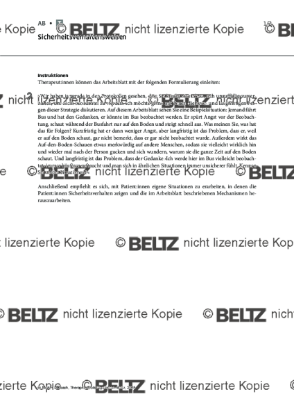 Psychosen: Sicherheitsverhaltensweisen