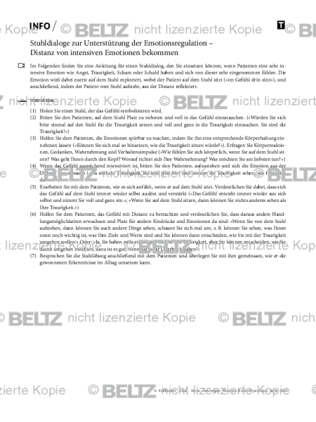 Depression: Stuhldialoge zur Unterstützung der Emotionsregulation – Distanz von intensiven Emotionen