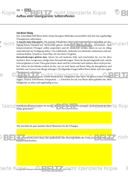 Körperorientierte Interventionen: Aufbau einer Übungspraxis – Selbstreflexion