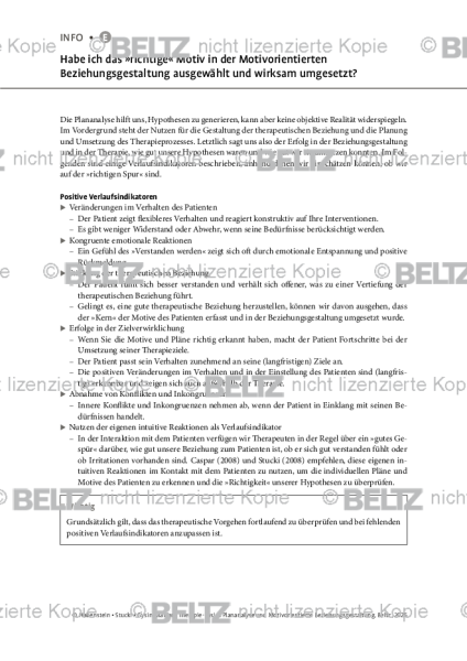 Plananalyse: Habe ich das »richtige« Motiv in der Motivorientierten Beziehungsgestaltung ausgewählt