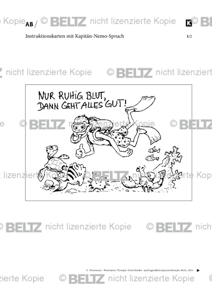 Kinder- und Jugendlichenpsychotherapie: Instruktionskarten mit Kapitän-Nemo-Spruch