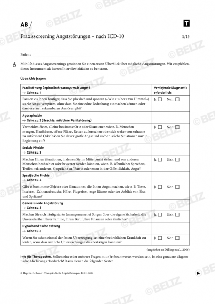 Praxisscreening Angststorungen Nach Icd 10 Psychotherapie Tools