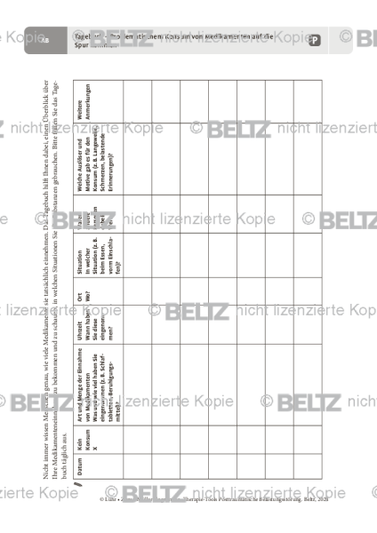 PTBS: Tagebuch – Konsum von Medikamenten