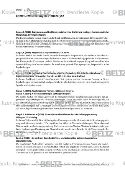 Literaturempfehlungen: Plananalyse