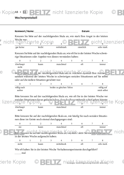 Soziale Angststörung: Wochenprotokoll
