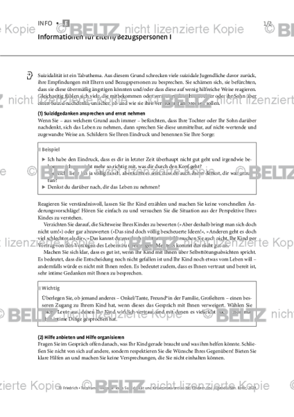 Suizidalität bei Kindern und Jugendlichen: Informationen für Eltern/Bezugspersonen