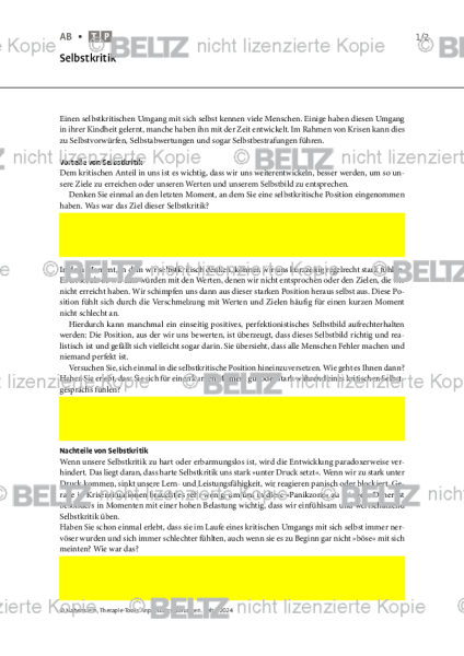 Anpassungsstörungen: Selbstkritik