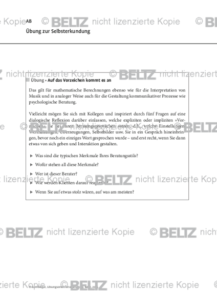 Beratung: Übung zur Selbsterkundung