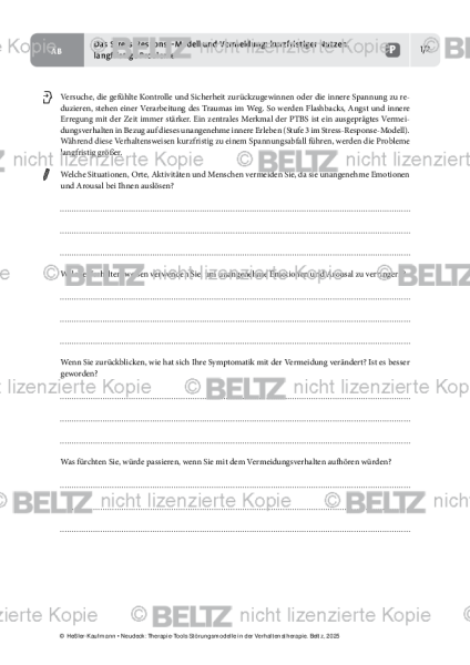 Störungsmodelle: Das Stress-Response-Modell und Vermeidung: kurzfristiger Nutzen, langfristige Probl