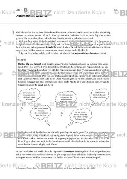 Emotionsregulation (K/J): Automatische Gedanken (Jugendliche)