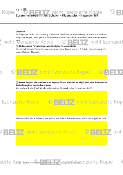 Angst bei Kindern und Jugendlichen: Zusammenarbeit mit Schule I – Diagnostisch-fragender Teil