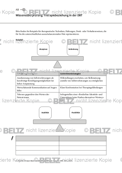 DBT: Wissensüberprüfung – Therapiebeziehung