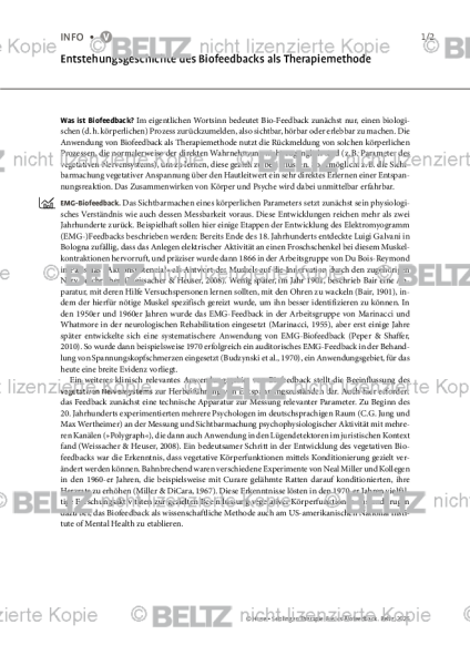 Biofeedback: Entstehungsgeschichte des Biofeedbacks als Therapiemethode