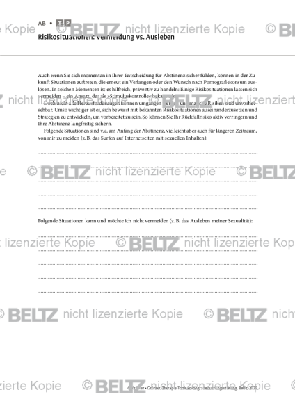 Pornografienutzungsstörung: Risikosituationen: Vermeidung vs. Ausleben
