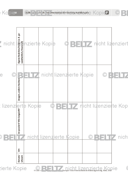 PTBS: Stalking-Tagebuch: Dokumentation der Stalking-Handlungen