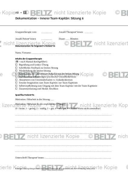 TOP-FIT-Training – Modul B: Dokumentation – Innerer Team-Kapitän: Sitzung 6